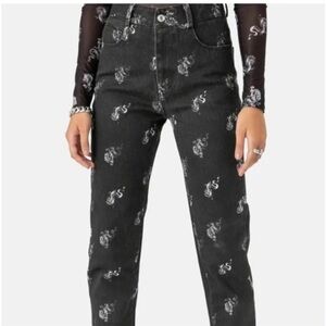 Adika Black Jeans with White Pattern
